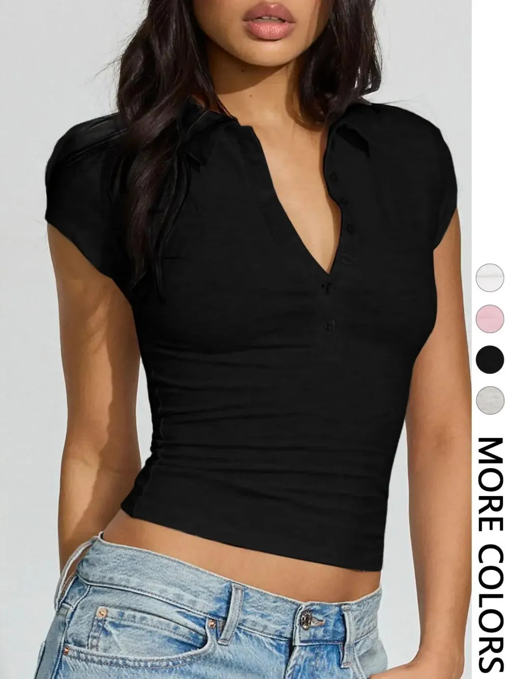 Slim-Fit Button Short Sleeve Polo Shirt