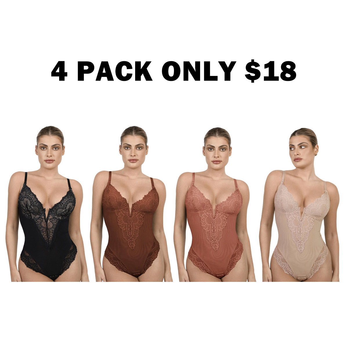 Deep-V Neck Lace Bodysuits