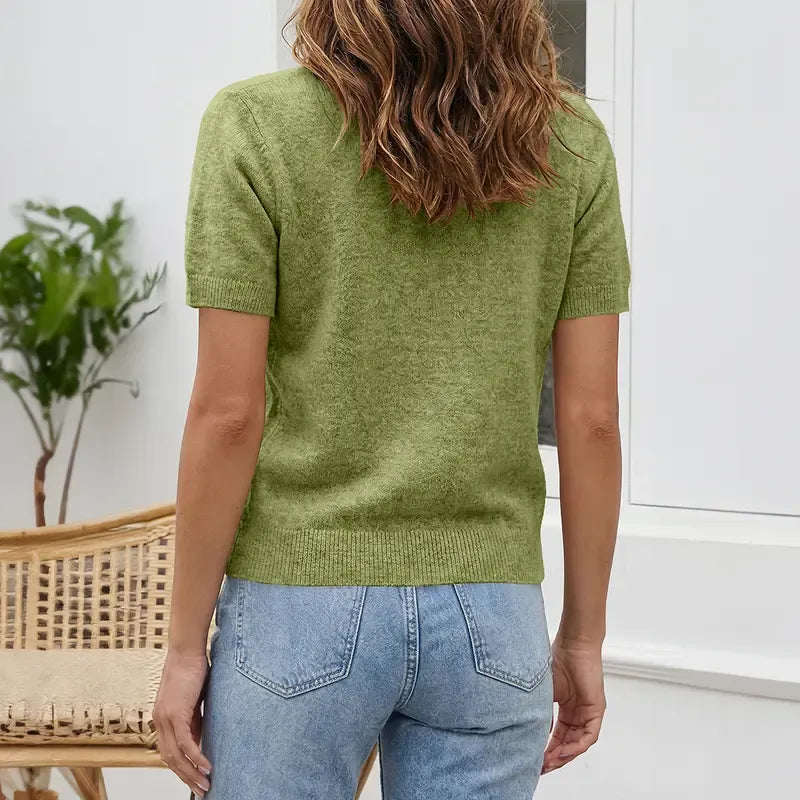 Women's Wool-Blend Casual Short Sleeve Knitwear