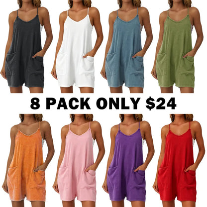 Women's Minimalist Cotton Blend Acid Wash Romper