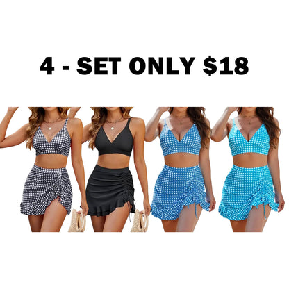 Women's Waisted Gingham Bikini Sets Tummy Control