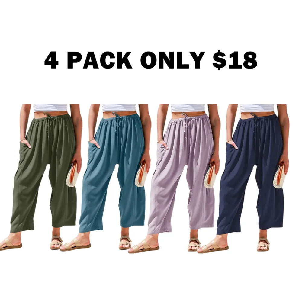 Women‘s Linen Blend Wide Leg Pants