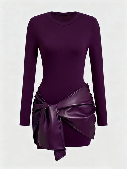Women's Patchwork Knot Side Dress