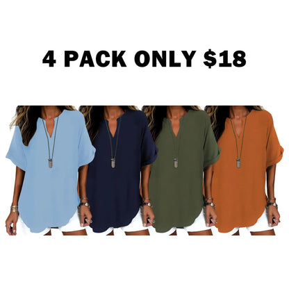 Women's Plain Short Sleeve Blouse
