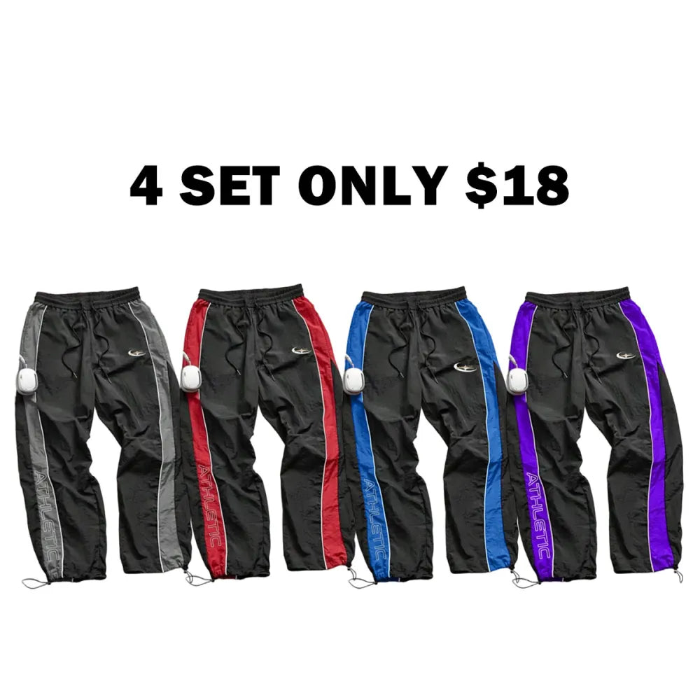 Men's Casual Sporty Long Pants, Loose Fit Drawstring Cuff