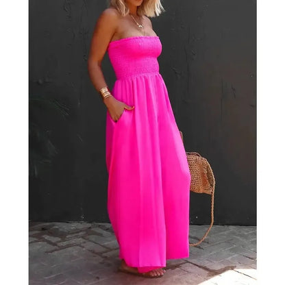 Women‘s Sleeveless Strapless Wide Leg Jumpsuits