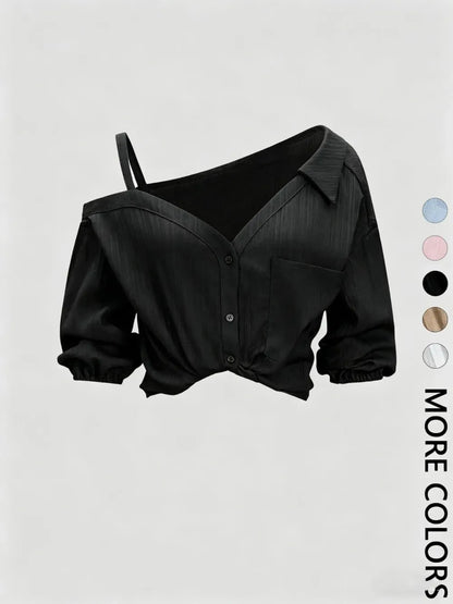 Women's Asymmetric Neckline Cold Shoulder Blouse