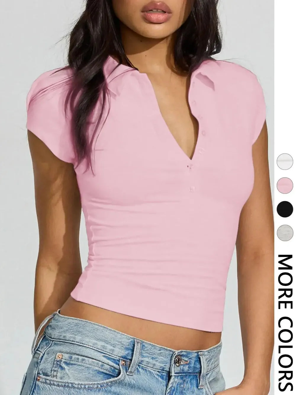 Slim-Fit Button Short Sleeve Polo Shirt