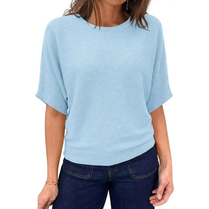 Boat Neck Lightweight Loose Fitting Knit Tops