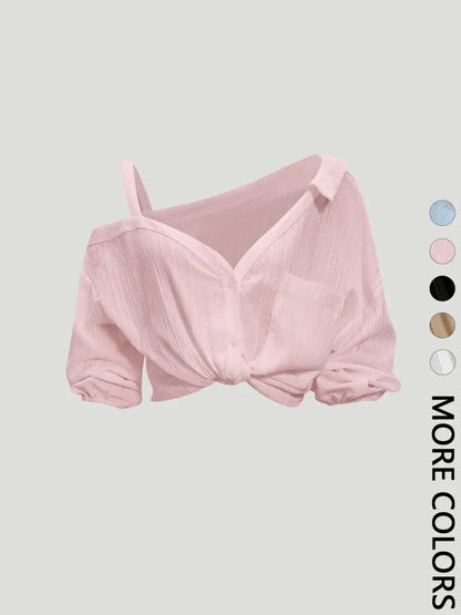 Women's Asymmetric Neckline Cold Shoulder Blouse