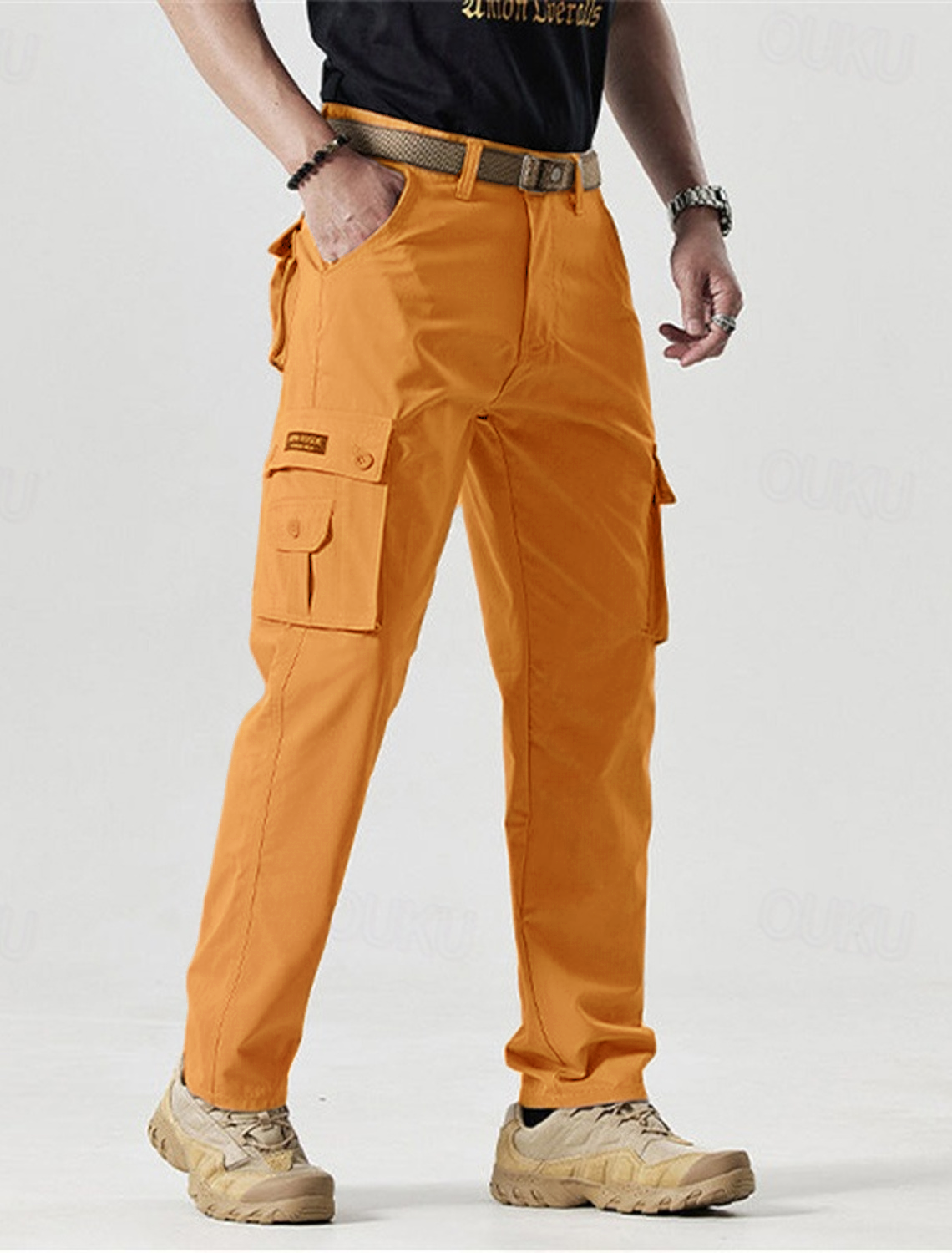 2026 Hot Sale-Men's Solid Color Patched Zipper Fly Cargo Pants