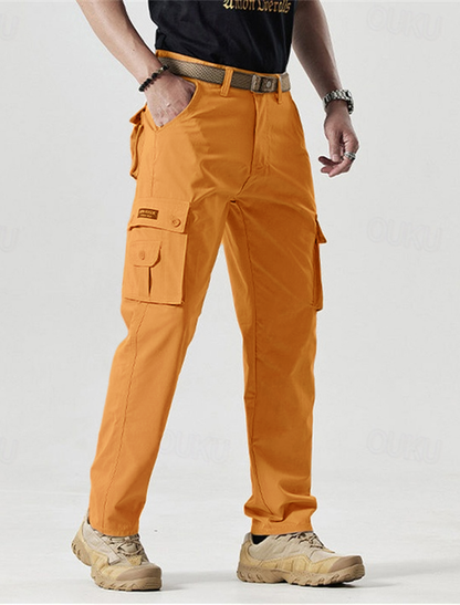 2026 Hot Sale-Men's Solid Color Patched Zipper Fly Cargo Pants