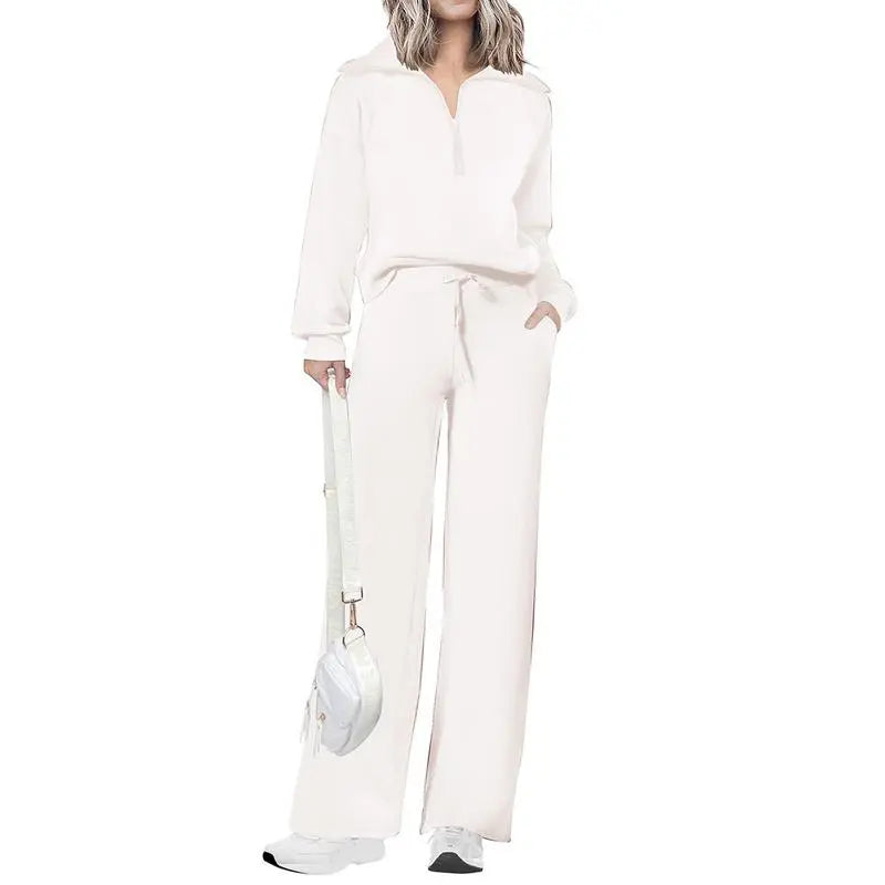 Women's wear Chic 2-Piece Set Outfits Half Zip Style