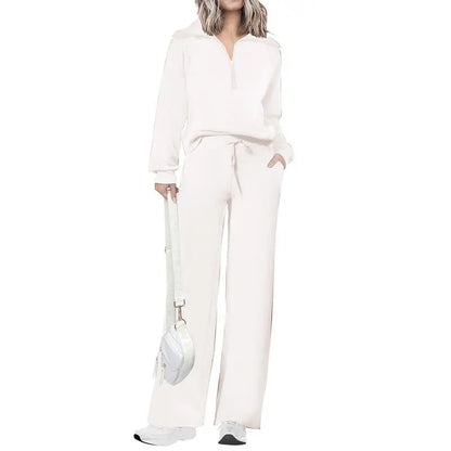 Women's wear Chic 2-Piece Set Outfits Half Zip Style