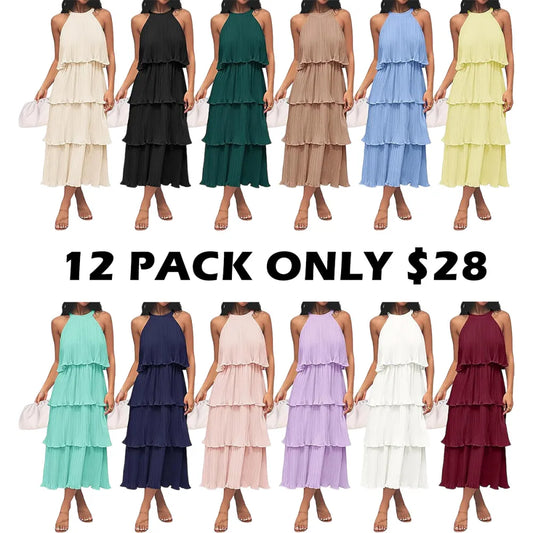 Women's 2026 Summer Sleeveless Chiffon Flowy Midi Dress