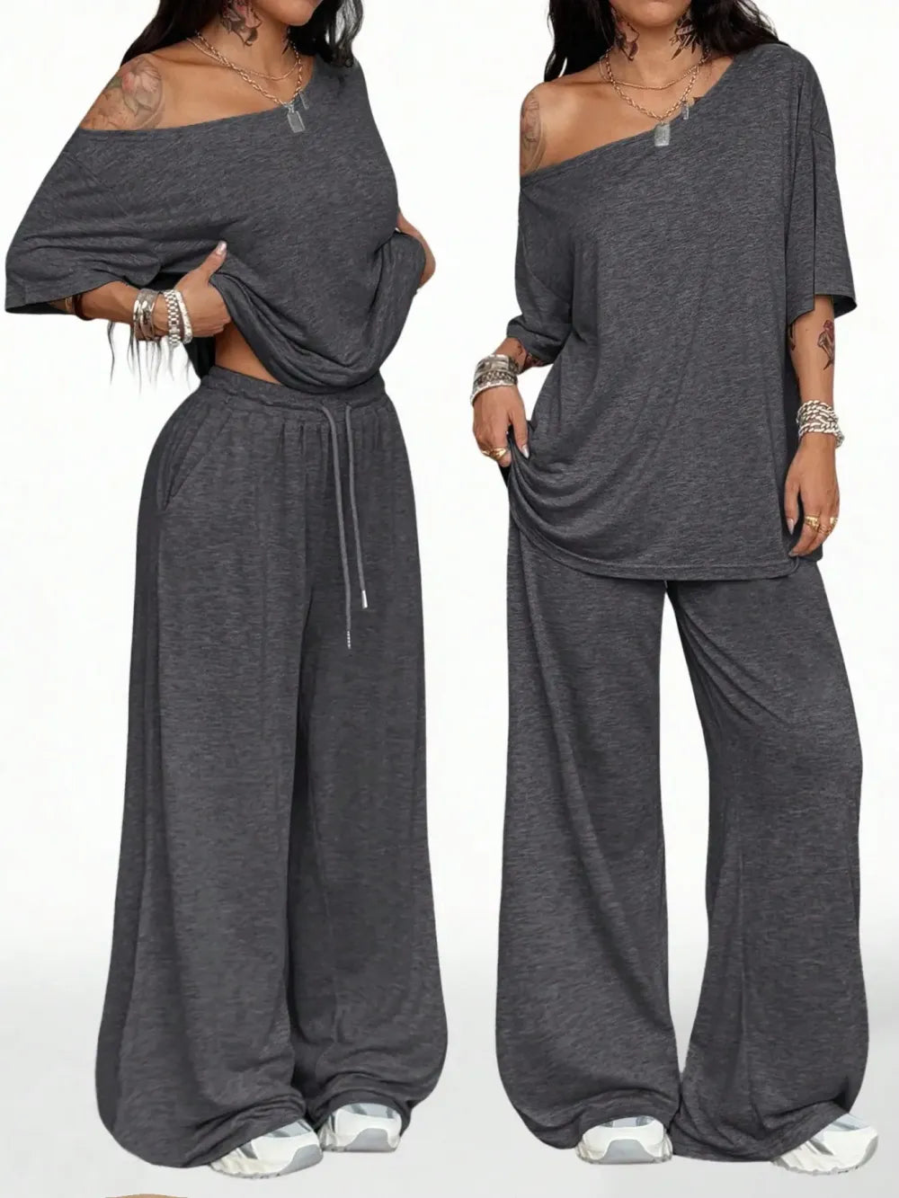 Women's Casual Solid Color Sport Two-Piece Set