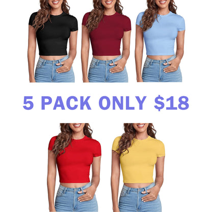 Women's Basic Casual Summer Crop Tee Tops