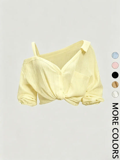 Women's Asymmetric Neckline Cold Shoulder Blouse