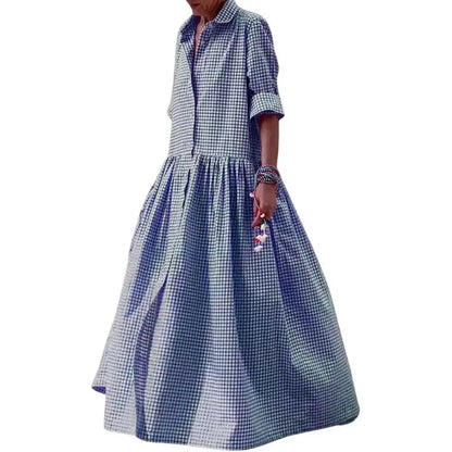 Women's Vintage Plaid Shirt Dress