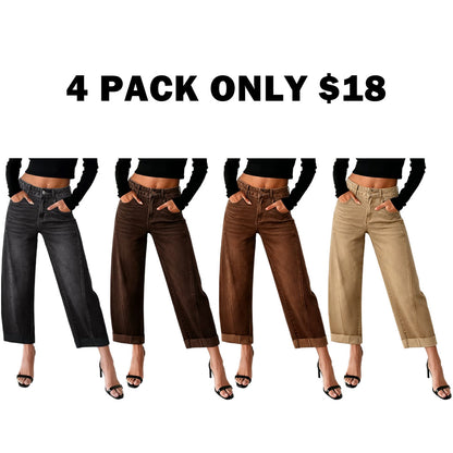 Women's High Waisted Wide Leg Cropped Denim Jeans