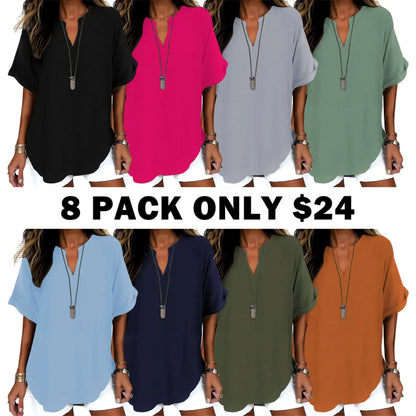 Women's Plain Short Sleeve Blouse