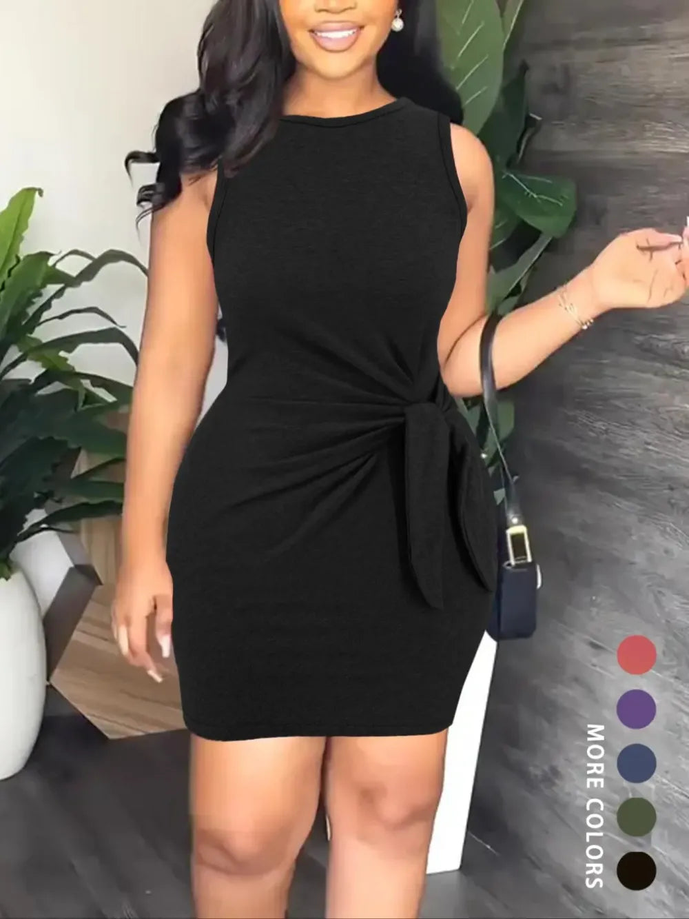 Women's Plain Knot Design Tank Dress