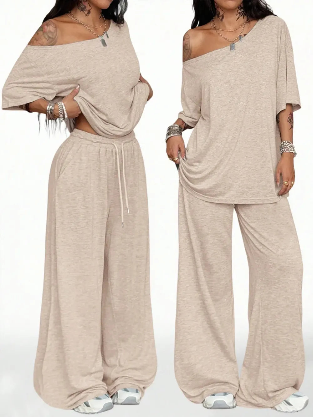 Women's Casual Solid Color Sport Two-Piece Set