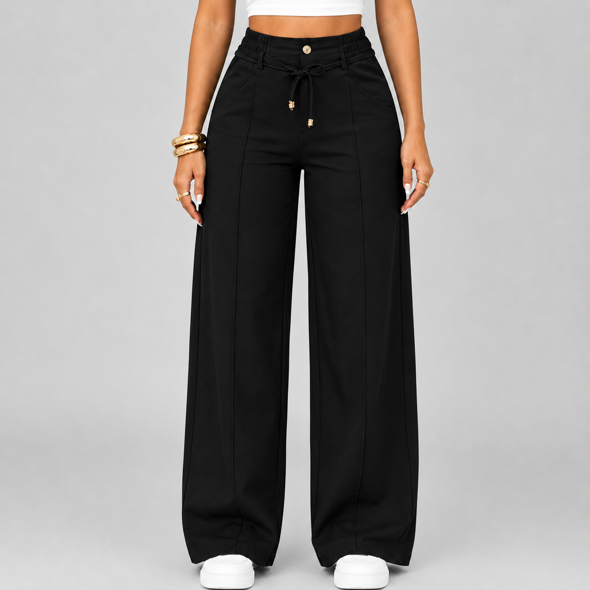 ⚡New Drawstring High Waist Wide Leg Pants