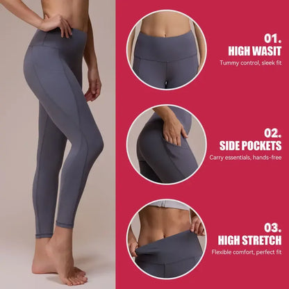 Women's High Waisted Tummy Control 4/8 Pack Leggings with Pockets