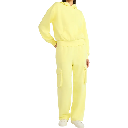 Mineral Washed Oversized Cropped Hoodie + Wide Leg Cargo Sweatpants