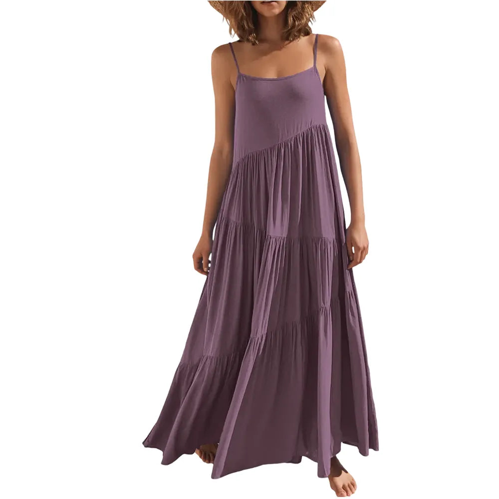 Asymmetric Tiered Style Sleeveless Beach Dress