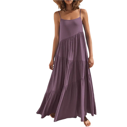 Asymmetric Tiered Style Sleeveless Beach Dress