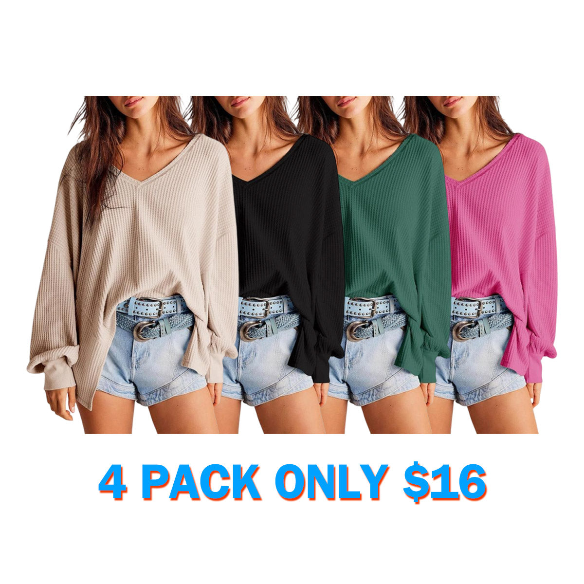 Womens Waffle Knit Tops