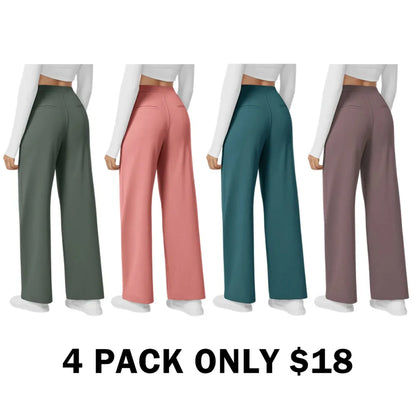 High Waisted Pocket Straight Leg Work Pants