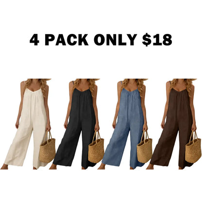 Women's Chic Basic Strappy Backless Spaghetti Strap Overalls