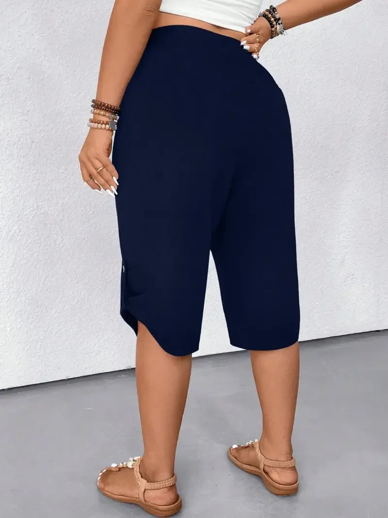 Women's Tummy Control High Waist Fitted Wide Leg Capri Pants