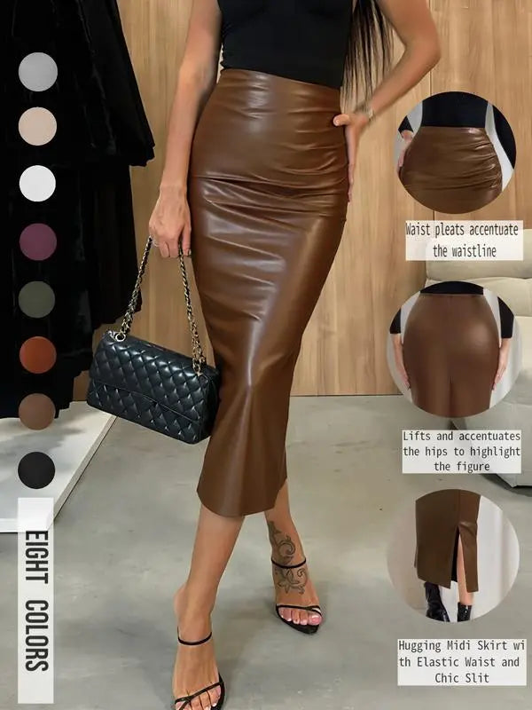 Women's Faux Leather Skirt