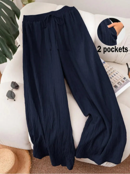 Women's Solid Color Wide Leg Pants