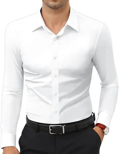 Men's 16-Way Stretch Slim Fit Long Sleeve Button Down Shirts