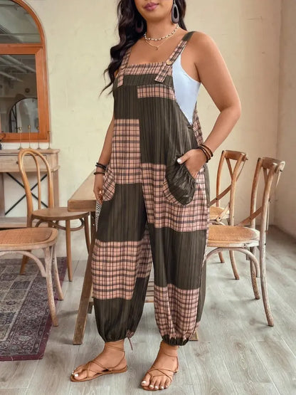 Plus Size Jumpsuit, Casual Comfy Sleeveless Jumpsuit