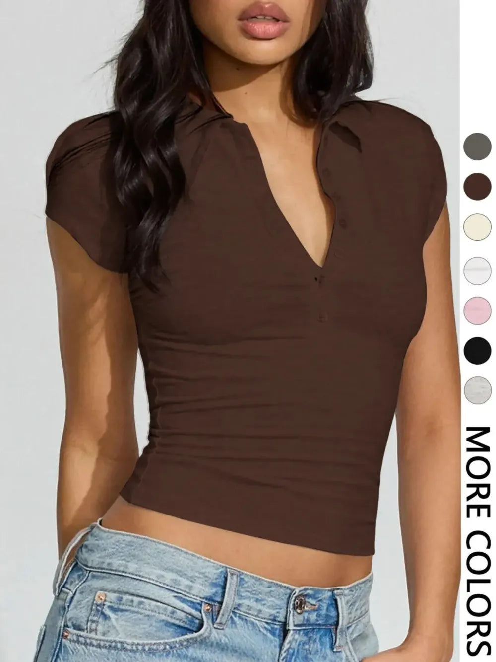 Slim-Fit Button Short Sleeve Polo Shirt