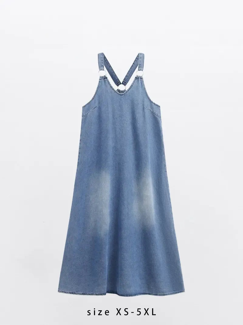 Women’s Sleeveless Denim Maxi Dress