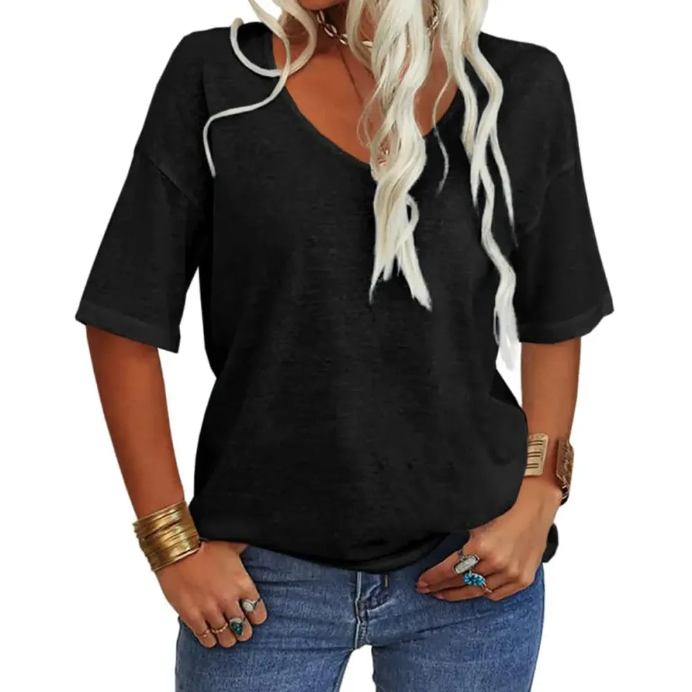 Women's 3/4 Sleeve Shirts V Neck Loose Fitting Tops