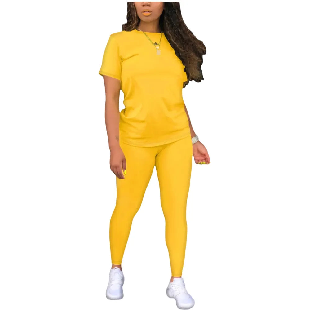 Fitted Round Neck Tee & Skinny Pants 2-Piece