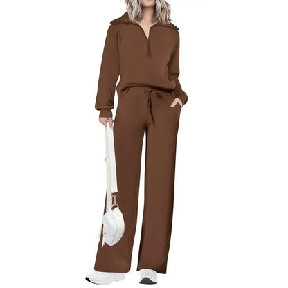 Women's wear Chic 2-Piece Set Outfits Half Zip Style