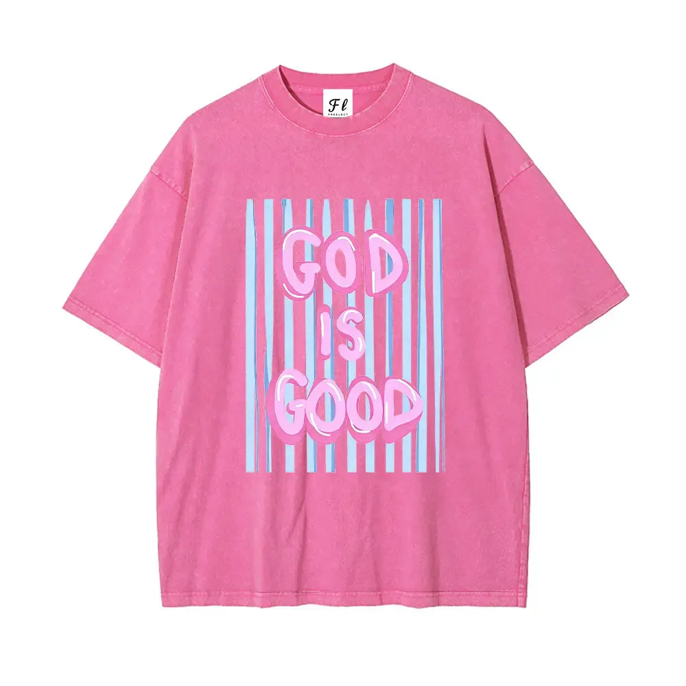 Unisex God is Good Print Washed T-Shirt