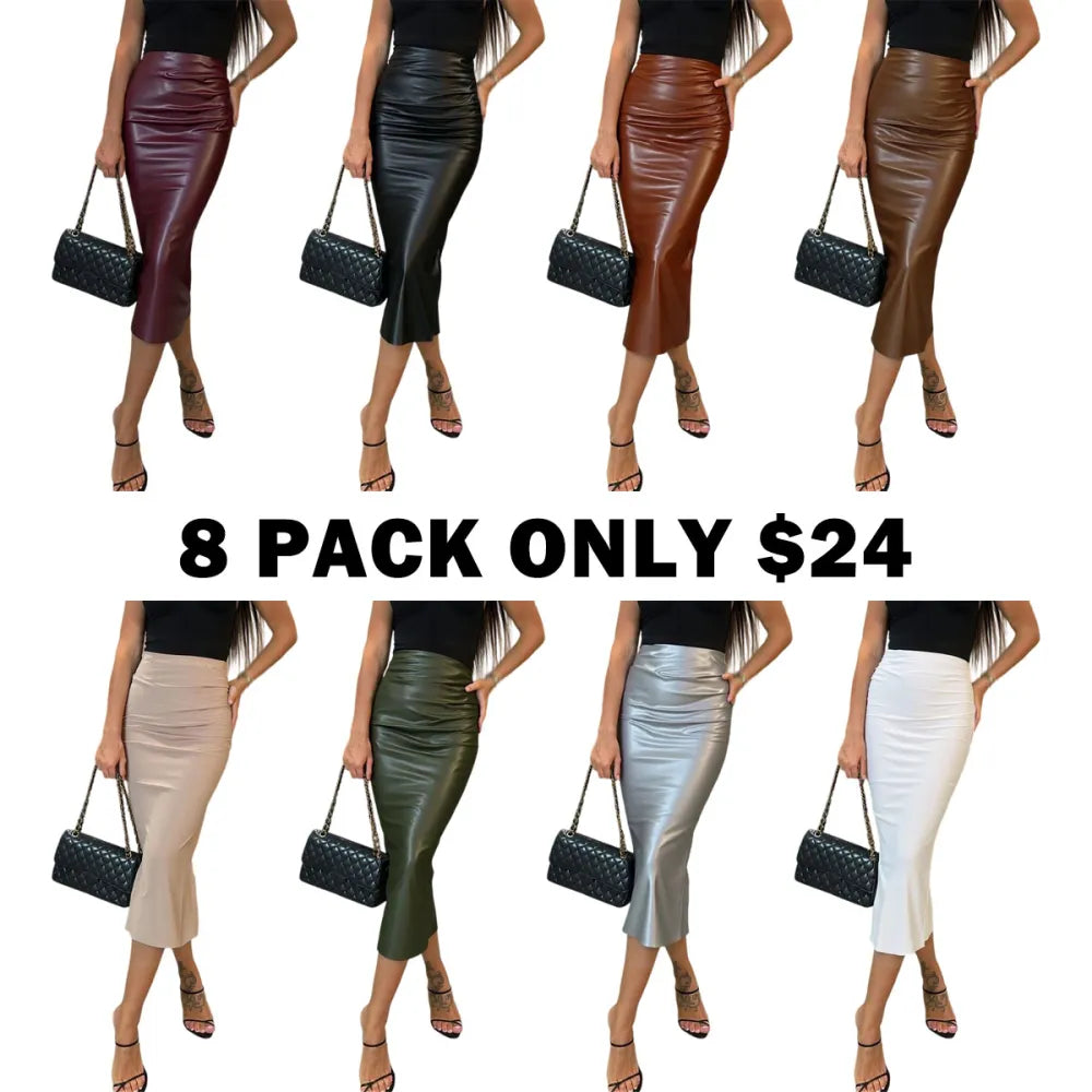 Women's Faux Leather Skirt