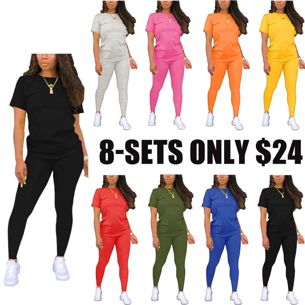 Fitted Round Neck Tee & Skinny Pants 2-Piece