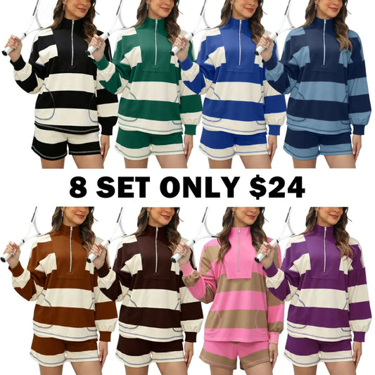 Women's Striped Lounge Set 2 Piece Set