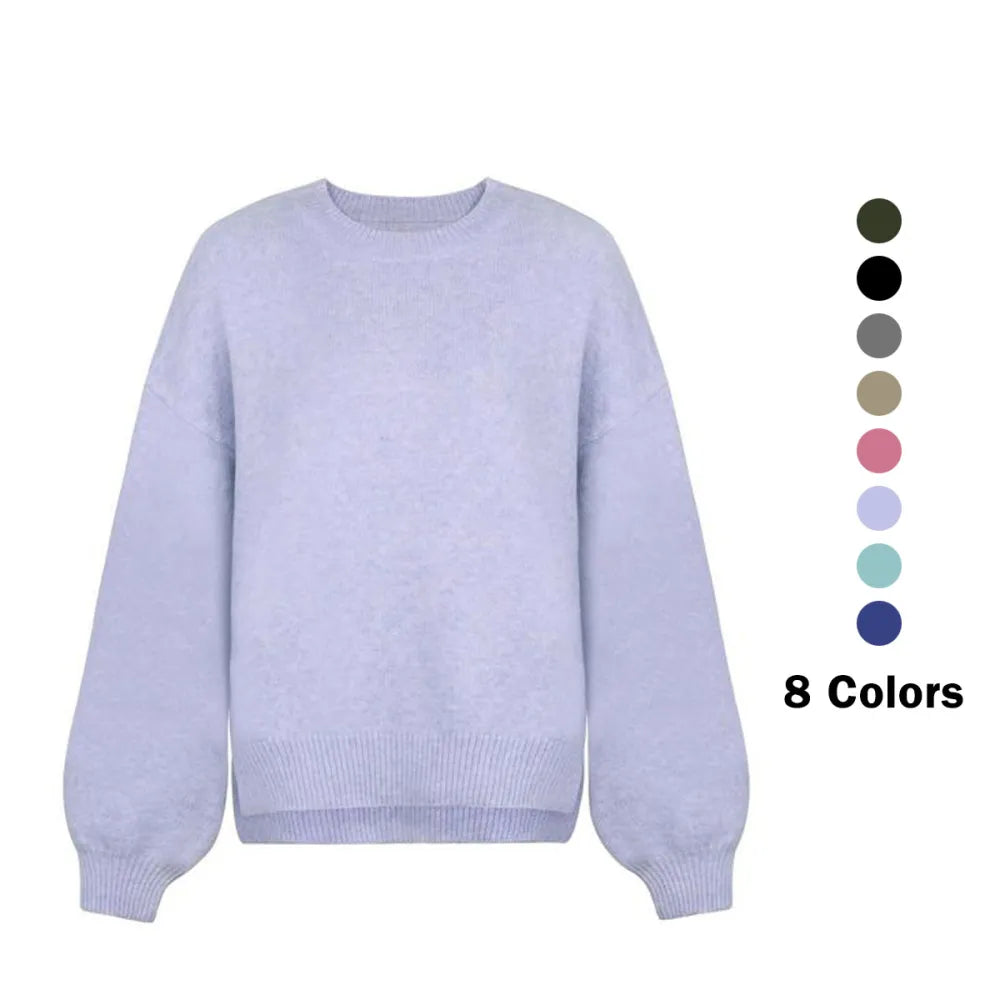 Drop Shoulder Split Hem Sweater